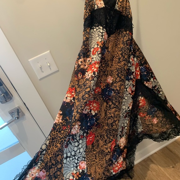 Free people Right now midi slip dress lace trim with slits NWT Size small - Picture 7 of 7